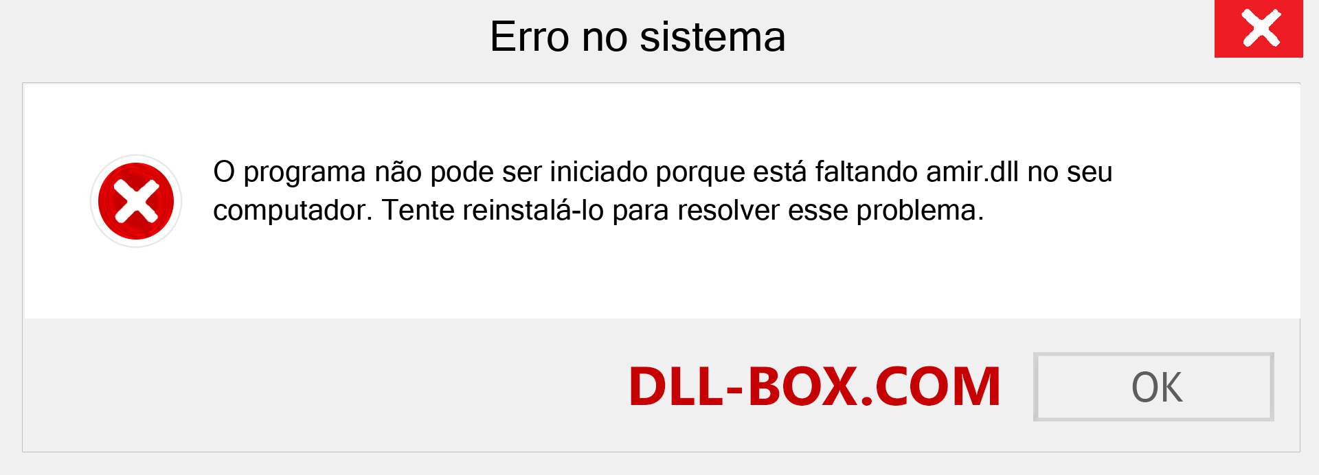 Arquivo amir.dll ausente ?. Download para Windows 7, 8, 10 - Correção de erro ausente amir dll no Windows, fotos, imagens